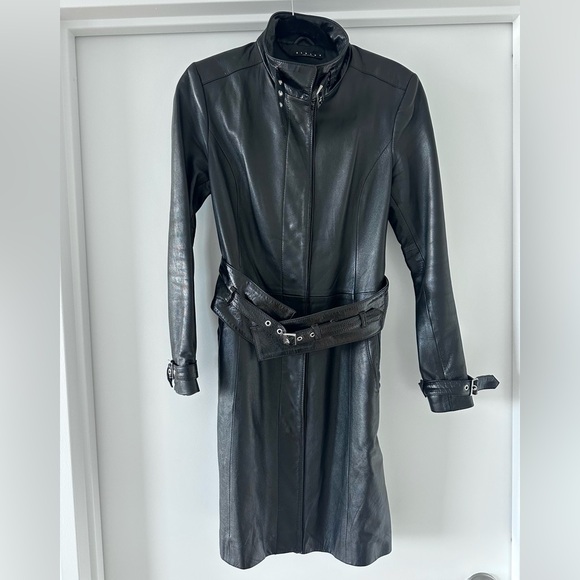 Sisley Genuine Leather Trench Coat - Picture 4 of 12